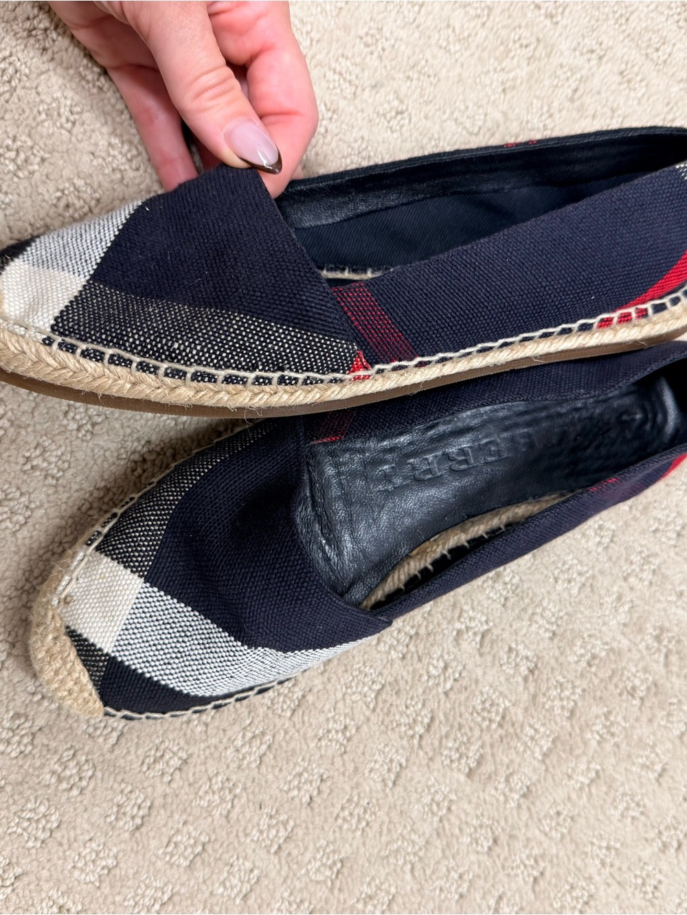 Burberry Navy Plaid Espadrille 37.5